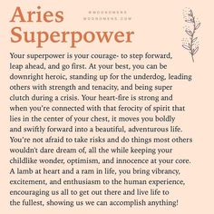 the poem for aris super power, written in orange and pink with flowers on it