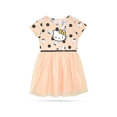 Featuring the iconic Hello Kitty face in the middle front, these dresses add a touch of charm and cuteness to your child's wardrobe. With its crewneck and short sleeve design, these dresses are versatile enough to be worn in almost any season. Crafted from a blend of cotton and polyester, our Hello Kitty Girls Short Sleeve Tutu Dresses ensure maximum comfort for your little one, allowing her to play and move freely without any discomfort. Made with high-quality materials, these dresses are easy Cute Cotton Dress With Crew Neck, Playful Orange Short Sleeve Dress, Pink Character Print Dress For Spring, Cotton Short Sleeve Dresses With Cartoon Print, Short Sleeve Cotton Dresses With Character Print, Cotton Short Sleeve Dresses With Character Print, Short Sleeve Cotton Dress With Character Print, Cotton Dresses With Character Print And Short Sleeves, Playful Peach Spring Dress