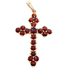 14 Karat Yellow Gold Religious / Crucifix Pendant with Semi Precious Stones. 3 grams total weight. Luxury Yellow Gold Crucifix Jewelry, Cross Widget, Tat Inspiration, Rosary Style Necklace, Religious Images, Art Christian, Garnet Jewelry, Semi Precious Stones, Semiprecious Stones