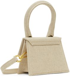 Linen- and cotton-blend hopsack shoulder bag in beige. · Rolled carry handle · Adjustable and detachable shoulder strap · Logo hardware at face · Foldover flap · Twill lining · Logo-engraved gold-tone hardware · H4 x W5 x D2 Part of the Les Classiques collection. Supplier color: Light greige Beige Double Handle Flap Bag With Dust Bag, Beige Shoulder Flap Bag With Dust Bag Included, Beige Top Handle Satchel With Dust Bag, Canvas Shoulder Bag With Gold-tone Hardware, Canvas Satchel Shoulder Bag With Gold-tone Hardware, Canvas Shoulder Bag With Gold-tone Hardware, Crossbody, Canvas Crossbody Shoulder Bag With Gold-tone Hardware, Canvas Satchel With Gold-tone Hardware, Canvas Shoulder Bag With Gold-tone Hardware And Double Handle