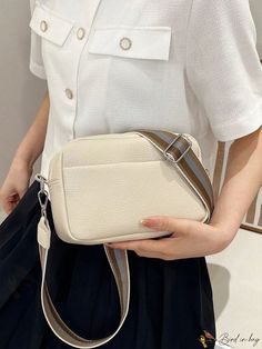 Bird in Bag - Square Bag Solid Color Fashion Rectangular Bag Strap For Spring, Casual Beige Bag Strap For Travel, Trendy Cream Travel Box Bag, Chic Beige Rectangular Bag Strap, Trendy Cream Box Bag For Travel, Cream Box Bag With Adjustable Strap For Shopping, Cream Crossbody Shopping Bag, Beige Crossbody Mobile Phone Bag Strap, Casual Beige Bag Strap For Daily Use