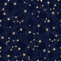 an abstract pattern with gold stars on a dark blue background