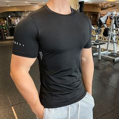 Product Description     Item Type: Sports & Fitness T Shirt  Gender: Men  Material: Spandex  Sleeve: Short Sleeves  Collar: O-Neck  Design: Casual  Features: Quick Dry, Compression, Breathable  Season: Spring, Summer, Autumn, Winter  Application: Gym, Workout, Exercise, Fitness, Bodybuilding, Outdoor, Sports, Running     Load More Images                   VIVINCH 5-POINT HAPPINESS CHECKLIST    FREE shipping provided and it’s not a fake promise. Secured payments via PayPal® Money Back Guarantee S Mens Fitness Outfits, Fitted Shirts Men, Compression Tshirt Men, Compression Shirt With Sweatpants, Compression Shirt Outfit Men, Black Compression Shirt With Grey Sweatpants Men, Fitted Tshirt Men, Sports Outfit Men, Compression Shirt Men Outfit