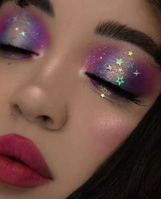 Cosmic Eye Makeup, Cosmic Makeup, Galaxy Eyeshadow, Maquillage Yeux Cut Crease, Pagan Magic, Space Makeup, Galaxy Makeup, Dream Makeup