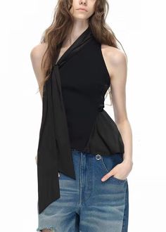 The Cotton Blouse Top Sleeveless features a stylish black one-shoulder design with a unique bow patchwork that adds a touch of sophistication. Made from high-quality cotton, this top is both fashionable and comfortable, making it a versatile addition to any wardrobe.Fabric: Cotton BlendedSize & Fit:Fit: This garment fits true to size.Length: Size S measures 22.23"from shoulder to hemBust: Great for any cup size. Waist: Loose Fit. Comfortable room throughout midsection.Hip: Loose Fit - room for h Fur Sliders, Unique Bows, Fall Coat, Blouse Tops, Cotton Blouse, Gen Z, Dress Jewelry, Top Sleeveless, Boho Stil