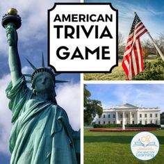 the american trivia game is being played in front of the white house and statue of liberty