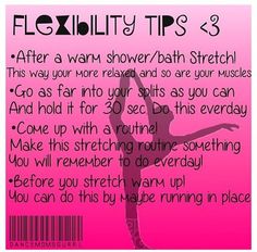 the back side of a pink poster for flexibility tips 3