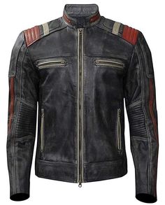 Rock N Roll Style Men, Vintage Leather Motorcycle Jacket, Unusual Vehicles, Fashion Leather Jacket, Black Leather Jacket Men, Cafe Racer Leather Jacket, Leather Jackets Online, Jacket Man, Distressed Leather Jacket