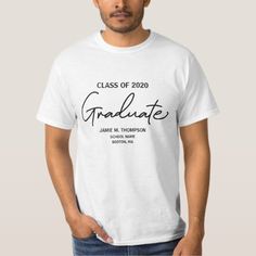 Simple black type Graduation Modern Class of 2020 T-Shirt Customizable Casual T-shirt For Graduation, Casual T-shirt With Text Print For Graduation, Cotton Graduation T-shirt, Cotton T-shirt With Text Print For Graduation, Customizable Black T-shirt For Graduation, Class Quotes, Graduation Shirts, Congratulations Graduate, Class Of 2020