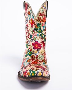 Roper Women's Ingrid Floral Western Booties - Snip Toe, Multi Cow Boots, Bota Country, Roper Boots, Embroidered Boots, Western Booties, Cool Boots, Cowgirl Boots, Casual Boots, Floral Printed