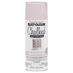 a white spray can with pink paint on it's side and the words, rust - oleum chalked