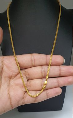 "22K Yellow Gold Men/Ladies Fancy Chain Necklace 18\" Inches Metal :22K Gold 916 Hallmarked Gold Weight - 10.6 Grams Chain Width -1.7 MM Packaging : Elegant Box Shipping Free in UK Shipping World Wide : See Policy Payment : PayPal, Credit Card, Bank Transfer Returns Policy : 14 Days Hassle Free Returns for 100% Refund To try this item Or View More from our collections Please Visit Our North West London Showroom" Box Chain Gold Men, 6 Grams Gold Chains, Ladies Chains Gold, Gold Ladies Chain, Chain Women Gold, Fancy Chains Gold, Daily Wear Gold Chains For Women Indian, Mens Chains Gold For Men, 10 Grams Gold Chain Design