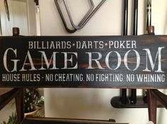 Pool Room Ideas, Basement Games, Pool Table Room, Home Game Room, Home Decor Gift Ideas, Primitive Wood Signs, Game Room Bar, Decor Gift Ideas