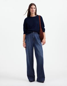 Relaxed fit. Hip length: designed to hit at high hip or below; tuckable. Body length from high point of shoulder: 26 1/2'. 100% merino wool. Dry clean. Imported. Select stores. Madewell Style, Wool Pullover, Fall Wear, High Hips, Christmas 2024, High Point, Personal Stylist, Hip Length, Pullover Sweater