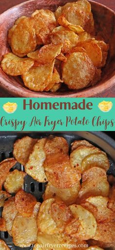 Homemade Air Fryer Potato Chips Chicken Tender Recipes Baked, Air Fryer Chips, Air Fryer Potato Chips, Air Fry Potatoes, Air Fryer Potato, Fried Potato Chips, Air Fryer Recipes Dessert