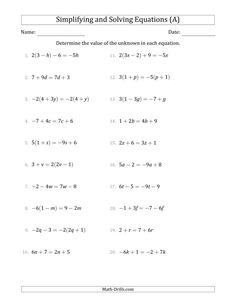 the worksheet for simplying and solves two numbers in one column