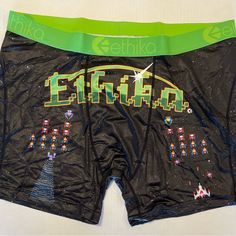 New Ethika Mid Boxer Brief Mens Size 3xl Galaga Arcade Game Fitted Black Boxer Briefs With Graphic Print, Arcade Game, Boxer Briefs, Arcade Games, Briefs, Man Shop, Socks, Color, Black