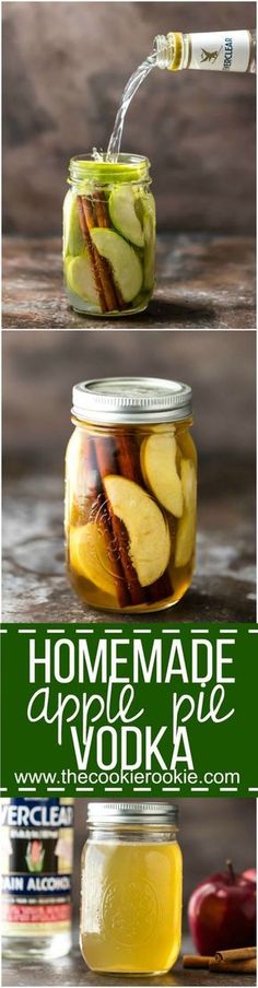 homemade apple cider vodka recipe in a jar