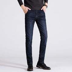 Gender: Men Item Type: Jeans Material: Denim Closure Type: Zipper Fly Wash: Medium Fit Type: Slim Waist Type: Mid Fabric Type: Softener Jeans Style: Straight Thickness: Midweight Length: Full Length Style: Casual Model Number: 1116 Pattern Type: Solid Decoration: Embroidery C: black-blue S: 28-29-30-31-32-33-34-36-38-40 Casual Stretch Jeans For Winter, Fitted Cotton Jeans For Winter, Cotton Denim Blue Jeans For Winter, Denim Blue Cotton Jeans For Winter, Winter Cotton Jeans In Denim Blue, Fitted Denim Blue Jeans For Winter, Fitted Dark Wash Jeans For Winter, Classic Denim Bottoms For Winter, Classic Winter Denim Bottoms