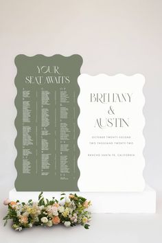 Scalloped Welcome Sign & Seating Board Lily Roe Co Sage Wedding Seating Chart, Welcome Sign And Seating Chart, Alphabetical Seating Chart Wedding, Wedding Entrance Sign, Letterpress Save The Dates, Place Card Table Wedding, White Sign, Event Bar, Table Name