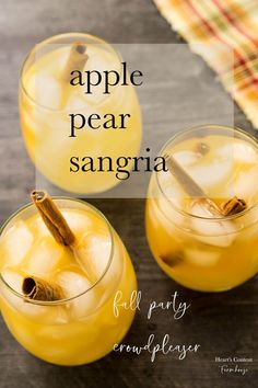 two glasses filled with apple pear sangria