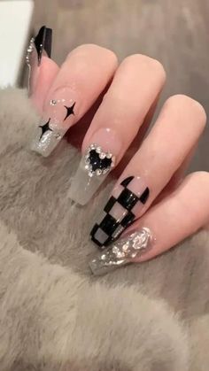 Asian Nails, Anime Nails, Edgy Nails, Goth Nails, Pretty Gel Nails, Really Cute Nails, Kawaii Nails