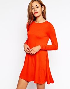 ASOS Swing Dress with Long Sleeves and Seam Detail Latest Dresses, Tent Dress, Trapeze Dress, Dress With Long Sleeves, Dresses Party, Knee Length Dresses, Latest Fashion Clothes, Featuring Dress