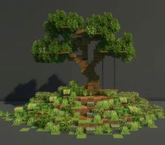 Hillside Minecraft Build, Minecraft Tree Building, Minecraft Tree Orchard, Minecraft Custom Tree Tutorial, Cottagecore Fence Minecraft, Mangrove Tree Minecraft, Goblincore Minecraft Builds, Custom Oak Tree Minecraft, Minecraft Custom Tree Design