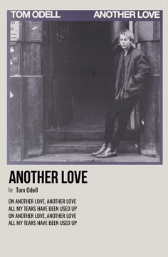 the cover of another love by tom o'dell, with an image of a man leaning