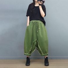 Comfortable, One of Kind. Harem online shop,|Hand Wash|Spring/Fall|One Size|Green|Female|Tassel|Drawstring|Harem|Ninth Pants/Skirts|Solid Color|Cotton Blend|Street Herum Pants, Jumpsuits Plus Size, Linen Harem Pants, Summer Dresses Online, Cotton Harem Pants, Fisherman Pants, Womens Ripped Jeans, Elephant Pants, Plus Size Denim