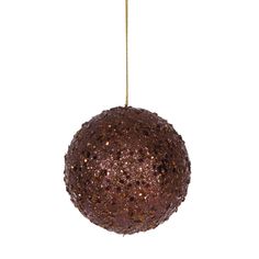 a brown ornament hanging from a gold chain