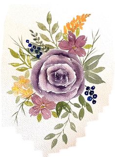 watercolor painting of flowers on white paper