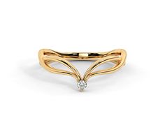 Diamond curved V Ring, Minimalist Chevron Solid Gold Diamond Wave ring. This curved V band, features a subtle V shape. This dainty ring is perfect for everyday wear. Setting: Metal type: 14K/18k solid gold Setting type: Prong DETAILS: * Solid 14k/18k solid gold ring -Stone type: 100% Natural Diamonds -Shape: Round Brilliant cut -Weight: 1 stone / 0.03 carat -Stones Size: 2.0 mm. -Color: G -Clarity: VS2-SI2 -Cut: Very Good-Excellent TOTAL DIAMOND WEIGHT: 0.03 CARAT All components are 14k/18k Soli Elegant Diamond Ring With Simple Design, Modern Twist Open Band Diamond Ring, Modern Twist Ring With Single Diamond, Rings Jewelry Simple, V Ring, Indian Bridal Jewelry Sets, Modern Gold Jewelry, Zierlicher Ring, Gold Ring Designs