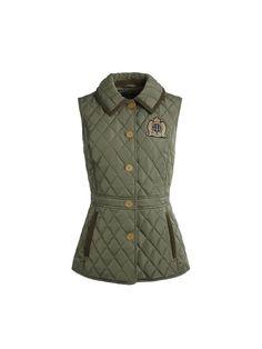 Bella - Women's Gilet - Sage Quilt | Fairfax & Favor Fitted Quilted Vest For Fall, Quilted Fitted Vest For Fall, Quilted Sleeveless Vest For Workwear, Quilted Sleeveless Workwear Vest, Fitted Quilted Jacket With Padded Collar For Work, Quilted Vest For Workwear In Fall, Fitted Sleeveless Outerwear With Padded Collar, Quilted Vest For Fall Workwear, Fitted Quilted Jacket With Button Closure For Work