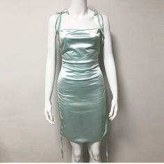 Ladies Dress Brand New, Never Worn Versatile Strap Dress Green Shift Dress, Spaghetti Strap Bodycon Dress, Free People Mini Dress, Tea Length Dresses, Ladies Dress, Dress Silhouette, Pink Mini Dresses, Ruched Dress, Satin Dress