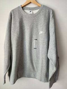 Brand New with Tags. Nike Club Fleece, Wardrobe Pieces, Nike Sweatshirt, Y2k Clothes, Nike Sweatshirts, Grey Nikes, Christmas Wishlist, Grey Sweatshirt, Gym Outfit