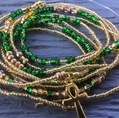 Excited to share this item from my #etsy shop: Green and Gold Waist Bead Combo #jewelry #gold #women #bellychains #waistbeads Indigo Child, Waist Beads African, Belly Beads, Afrocentric Jewelry, Beaded Designs, Waist Jewelry, Beaded Ankle Bracelets, Beaded Ankle, Roanoke Va