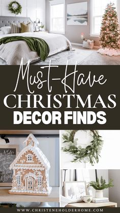 christmas decor with text overlay that reads must have christmas decor finds