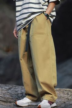 Price: $39.00 Material: 100% Cotton Size: S, M, L, XL, 2XL Color: White, Grey, Khaki Applicable Season: Spring, Summer Cotton Wide Leg Harem Pants For Outdoor, Wide Leg Cotton Harem Pants For Outdoor, Outdoor Wide Leg Cotton Harem Pants, Casual Chinos For Streetwear With Belt Loops, Baggy Tapered Leg Outdoor Pants, Relaxed Fit Outdoor Pants With Belt Loops, Baggy Khaki Work Trousers, Spring Cargo Style Pants, Baggy Outdoor Pants With Belt Loops