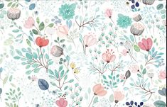 a floral wallpaper with lots of flowers on it