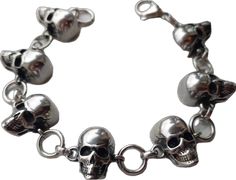 Punk Silver Skull Bracelets, Silver Skull Bracelets In Punk Style, Silver Punk Bracelet For Biker Events, Silver Gothic Skull Bracelets, Skeleton Bracelet, Jewelry Goth, Womens Bracelet, Biker Jewelry, Goth Jewelry