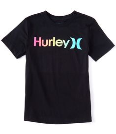 From Hurley&#x2C; this tee features:1x1-ribbed collarshort sleevespullover stylingcontrasting "Hurley" logo and icon logo detail on the frontcotton jerseymachine wash; tumble dryImported. Black Short Sleeve T-shirt With Front Logo, Black Cotton T-shirt With Front Logo, Black Logo Tops For Spring, Cotton T-shirt With Front Logo, Graphic Tee T-shirt With Front Logo, Sporty Cotton T-shirt With Front Logo, Sporty Short Sleeve Tops With Front Logo, Casual Summer Tops With Front Logo, Hurley Logo