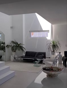 a living room filled with furniture and plants