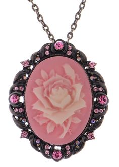 PRICES MAY VARY. Gorgeous vintage cameo style. A beautiful pendant necklace featuring enamel flower cameo in a filigree frame with sparkly aurora borealis, shiny crystal rhinestones detail on a metal alloy base. Presents for loved ones. Give this vintage inspired necklace to a loved one and make them feel extra special for their Valentine's Day, Mother's Day, birthdays, weddings, Christmas, New Years, Graduation, engagement parties, anniversaries and so on. Easy to convert to a brooch pin. This Filigree Frame, Ladies Bangles, Cameo Pendant Necklace, Rhinestone Rose, Beautiful Pendant Necklace, Engagement Parties, Antique Gift, Cameo Jewelry, Inspired Necklace