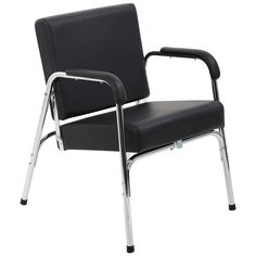 a black chair with chrome frame and arms