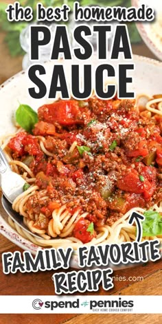 the best homemade pasta sauce for family favorite recipe is made with ground beef, tomato sauce and parmesan cheese