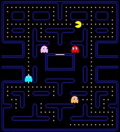 an old - school video game with pacman and other characters in the middle of it