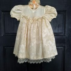 Beautiful Creme Colored Toddler Dress, Perfect For A Church Event Or Wedding Made By Good Lad Of Philadelphia, Manufacturer Of Quality Children's Clothes Most Likely Never Worn, Although It Does Have Two Small Age Stains That May Come Out If Treated Properly (See Pictures) Tag States "Dry Clean Only" Comes With Pictured Decorative Hanger Always Willing To Bundle With My Other Vintage Baby Items, Message Me! Cream Short Sleeve Dress For Dress-up, Princess Style Short Sleeve Baptism Dress, Fitted Short Sleeve Princess Dress For Baptism, Fitted Cream Princess Baptism Dress, Cute Fitted Dress For First Communion, Short Sleeve Fitted Baptism Dress, Fitted Princess Dress With Lace Trim, Cream Fitted Baptism Dress, Fitted Cream Baptism Dress