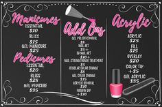 Beauty Salon Sign, Nail Salon Prices, Nail Room Ideas, Birthday Milestone Board, First Second Third, Milestone Board, Home Nail Salon, Nail Salon Decor, Nail Salon Design