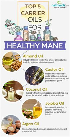 Best carrier oils for hair growth, thickness are depicted in this infographic, to dilute essential oils for better absorption, reduced hair fall. Carrier Oils For Hair Growth, Best Carrier Oil For Face, Hair Infographic, Scalp Products, Feminine Tips, Coconut Oil Hair Growth, Oils For Hair, Longevity Diet